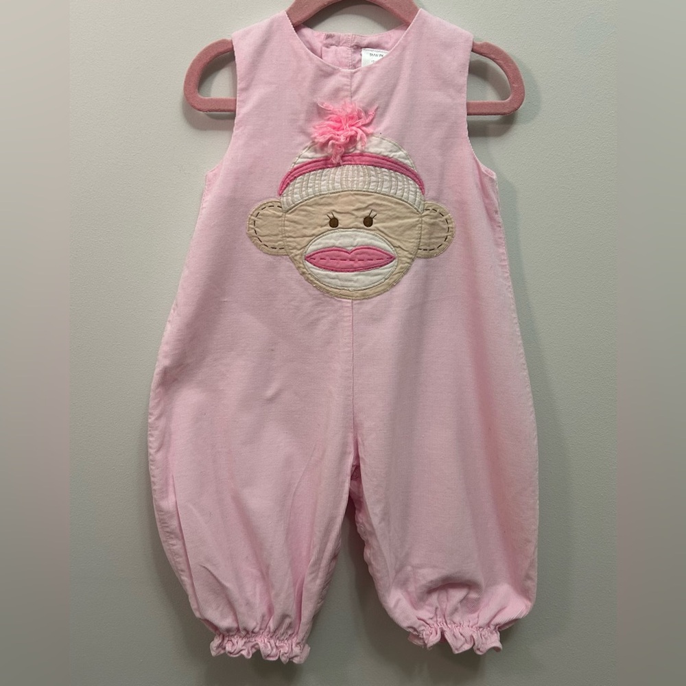 Pink Sock Monkey Romper
